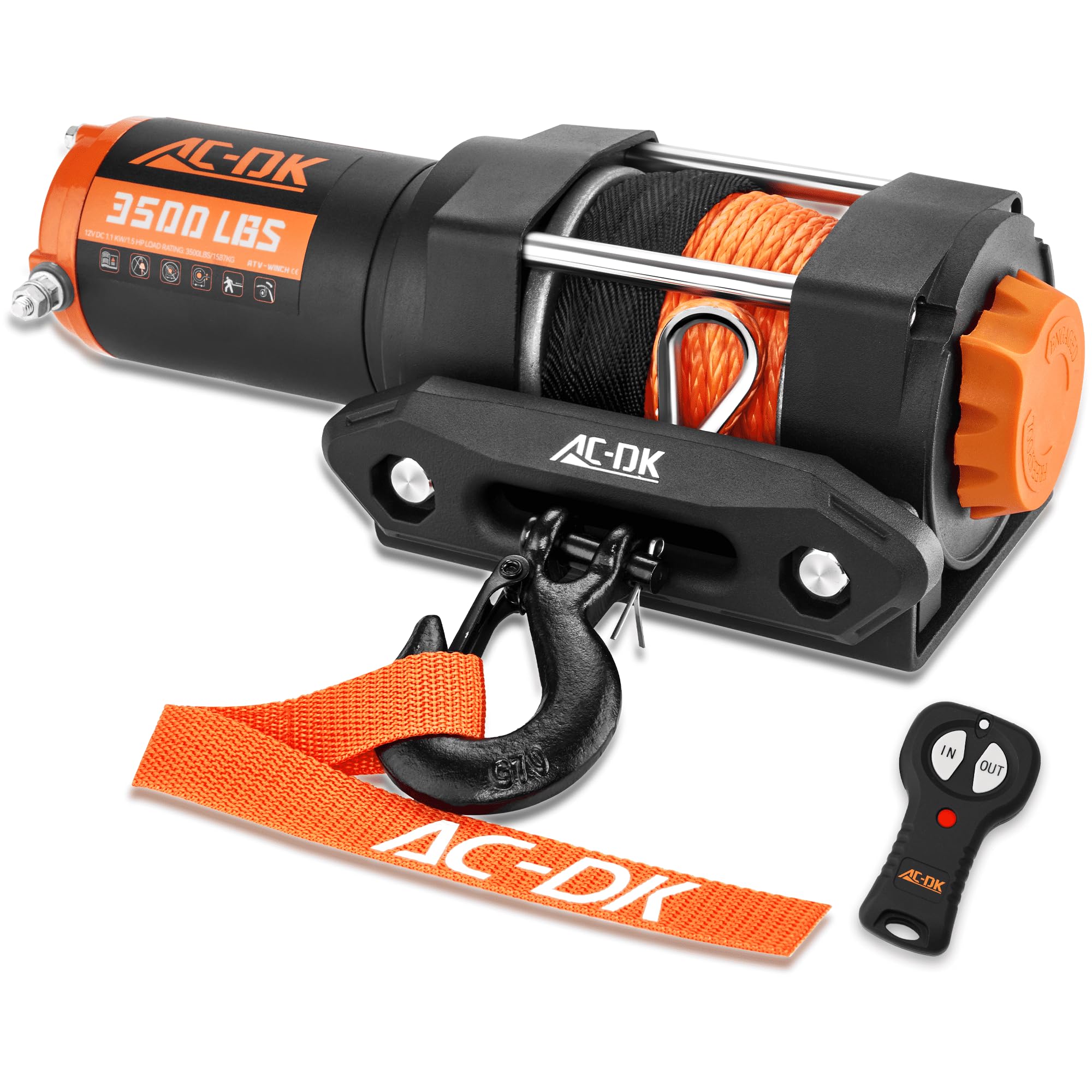 Photo 1 of *USED*
AC-DK 3500 lb ATV/UTV Winch Synthetic Rope Kits, 12V Winch with Wireless Remote for Off Road Trailer Boat RV Towing Winches, Winch with Mounting Plate and Wired Remote