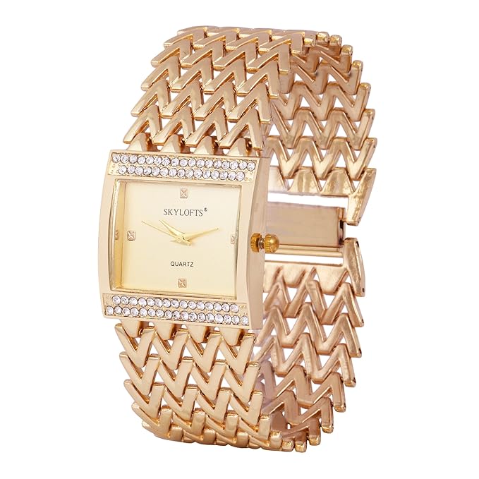 Skylofts 18K Gold Plated Metallic Strap Bracelet Women Watches - Girls Watches