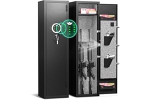 RIFLEWELL 2 Rifle Gun Safe, Digital Gun Safe for Home Rifle and Shotguns, Quick Access Gun Cabinets with LED Light, Rifle Safe with Adjustable Gun Rack and Removable Shelf