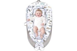 Mestron Baby Nest Cover for Baby 0-12M, Newborn Lounger Cover Bassinet Mattress Cover, Adjustable Soft Floor Seat Cover for Baby Girls & Boys (Zoo)