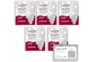 Lalvin D47 Wine Yeast (5 Pack) - Make Wine Cider Mead Kombucha At Home - 5 g Sachets - Saccharomyces cerevisiae - Sold by CAPYBARA Distributors Inc.