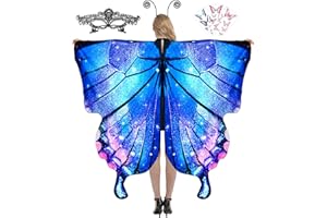 TONAK Butterfly Cape Costume Adult, Halloween Butterfly Wings Costume Women Colorful Festival Butterfly Wings Shawl Cape