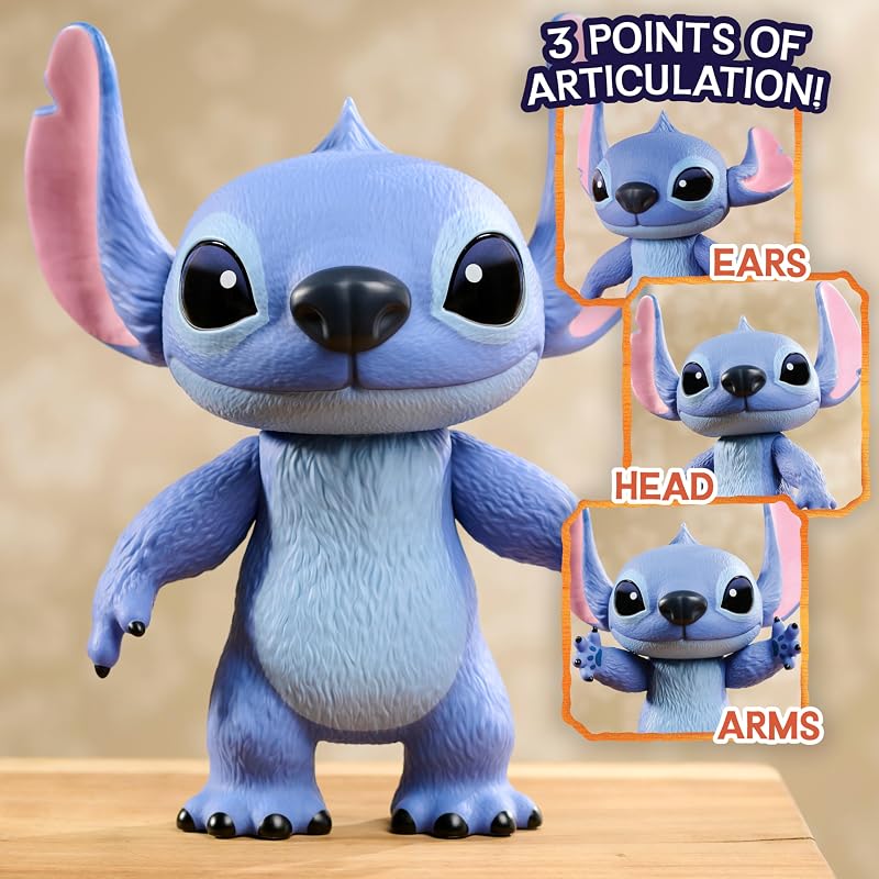 Disney Stitch Live-Action 35,6 cm große Larger Than Life Vinylfigur, 3 Artikulationspunkte für Spiel und Display, bewegliche Figur, Kinderspielzeug ab 3 Jahren