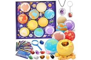 Bath Bombs with Toys Inside, 10Pcs/Set 60g Space Natural Ingredient Shower Bombs Planet Bath Balls with Toy Hidden Inside for