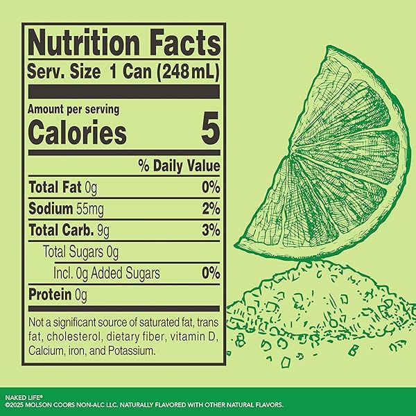 NAKED LIFE NON-ALCOHOLIC DRINKS, MARGARITA, ZERO SUGAR, LOW CALORIE, ALCOHOL-FREE COCKTAILS 4 PACK, 8.4 FL OZ CANS