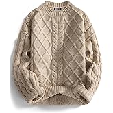 Vamtac Vintage Sweaters Crewneck Cable Knit Sweater Soft Warm Pullover Oversized Chunky Jumper Fall Winter Trendy Tops