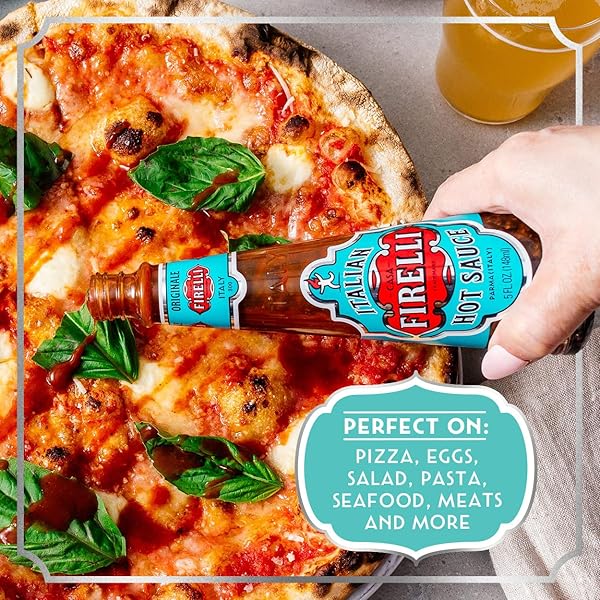 FIRELLI ITALIAN HOT SAUCE | 5OZ BOTTLE (PACK OF 1) | PERFECT KICK FOR PIZZA, RAMEN, EGGS | GREAT BALANCED FLAVOR, GLUTEN FREE, KETO, ALL NATURAL, MADE IN ITALY WITH CALABRIAN CHILI PEPPERS