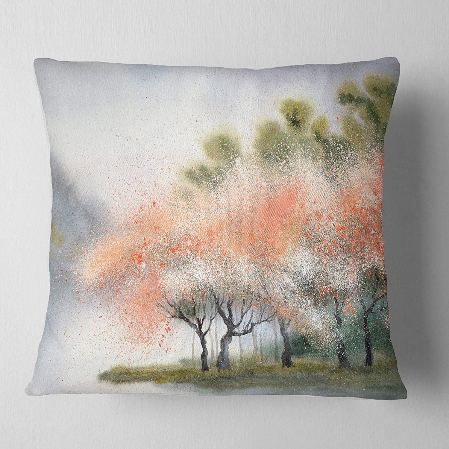 Designart Cu6359 26 26 Trees With Flowers Near River Landscape