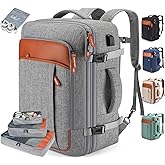 BAGPARKK Travel Laptop Backpack,42L Carry on Luggage, Flight Approved Expandable Backpack,Business Anti Theft Weekender Bags for Women Men, Water Resistant Expandable Backpacks With 4 Packing Cubes