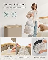 SONGMICS 150 L Laundry Basket with Lid 3-Section Collapsible Camel Brown view 5