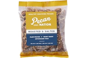 Pecan Nation Roasted & Salted Georgia Pecan Halves 16 oz., Natural, No preservatives, Antioxidant-Rich, Low Carb, Dry Roasted, Healthy Snacking Pecans for Adults and Kids