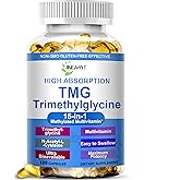 TMG 1000 mg, Trimethylglycine Supplement with B12 B6 Magnesium Glycinate & Liver Detox for Homocysteine & Methylation Support, High Absorption TMG Softgels for Liver Support,Heart,Energy, Non-GMO