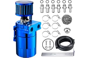 EVIL ENERGY Oil Catch Can, 300ML Baffled Oil Can, Universal Aluminum Air Oil Separator Breather Tank with 3/8" ID 5FT NBR Fue