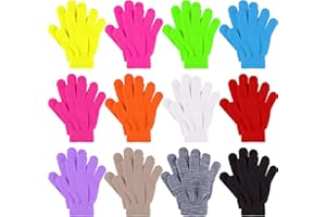 Glooarm 12 Pairs Kids Gloves Winter Toddler Gloves Full Fingers Knit Gloves Children Stretchy Warm Gloves Bulk for Boys Girls