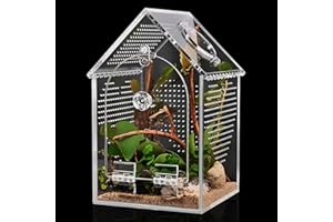 Cycodo Jumping Spider Enclosure,Warp-Proof Seamless Acrylic Tarantula Terrarium,Front Opening Bug Habitat with Feeding Port for Praying Mantis,Hermit Crabs,Snail,Micro Reptile(5" L*5" W*8" H)