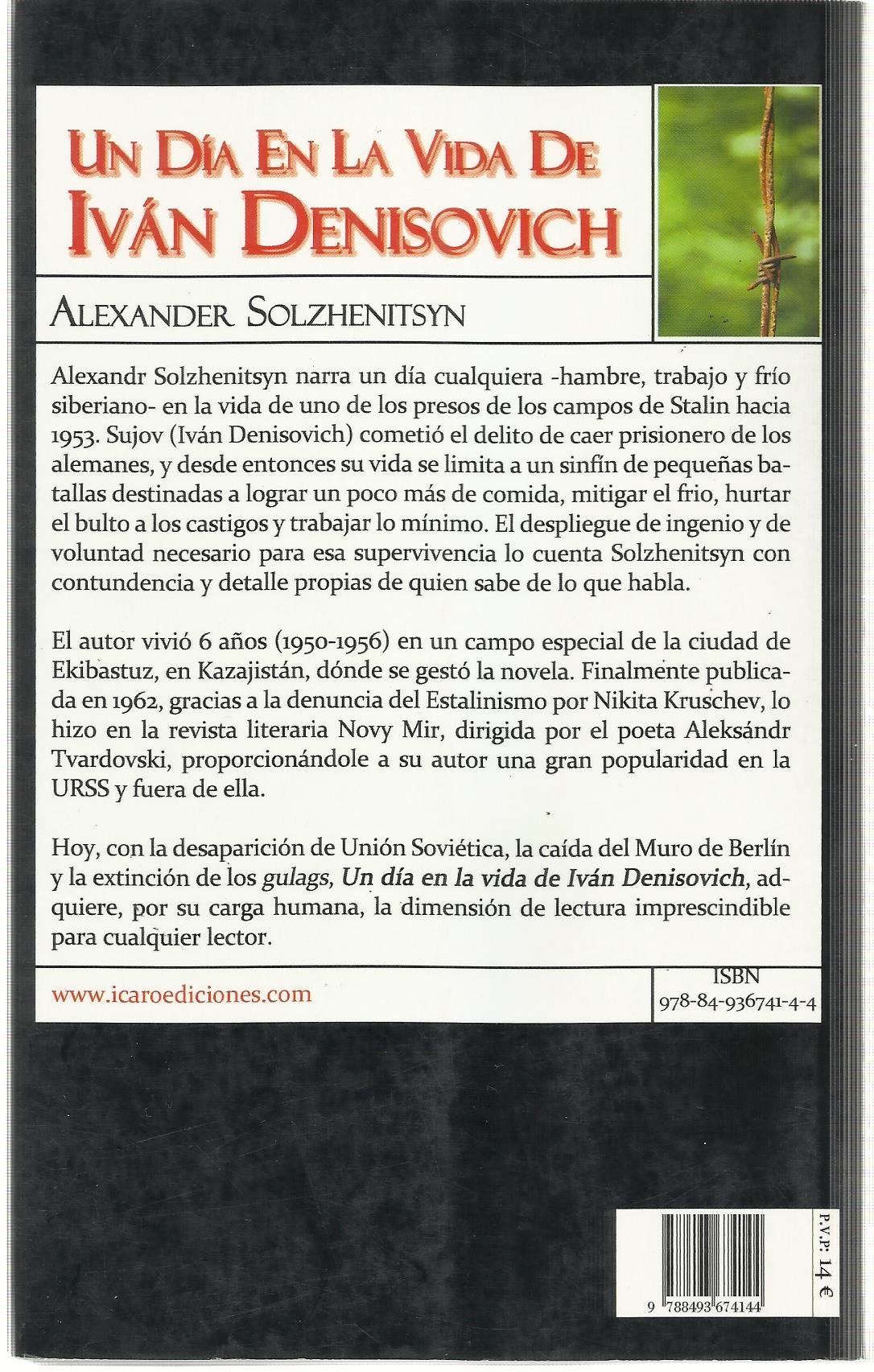 Dia En La Vida De Ivan Denisovich Un Solzhenitsyn Alexander Amazon Es Libros