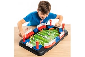 TOMLEON Soccer Toy for Kids - Table Top Foosball Game for 3 4 5 6 7 8-12 Year Old Kids - Interactive Soccer Gift - Mini Football Table Game with Goal Bell, Score Counter & 6 Balls - Easy Set-up Gift