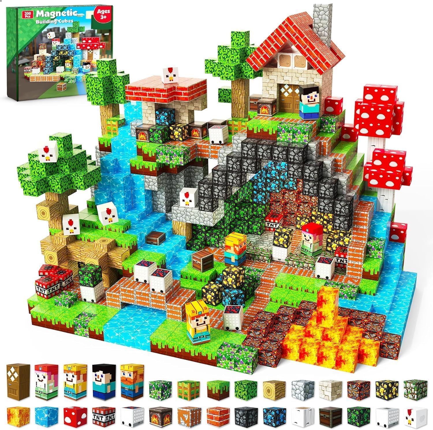 ToyUnited Magnetic Blocks - 200PCS Magnetic Building Blocks Tiles Stacking, Construction Toys STEM Sensory Toys for Toddlers Kids Boys Girls Ages 3 4 5 6 7 8 9 10 Christmas Birthday Gifts — image 1