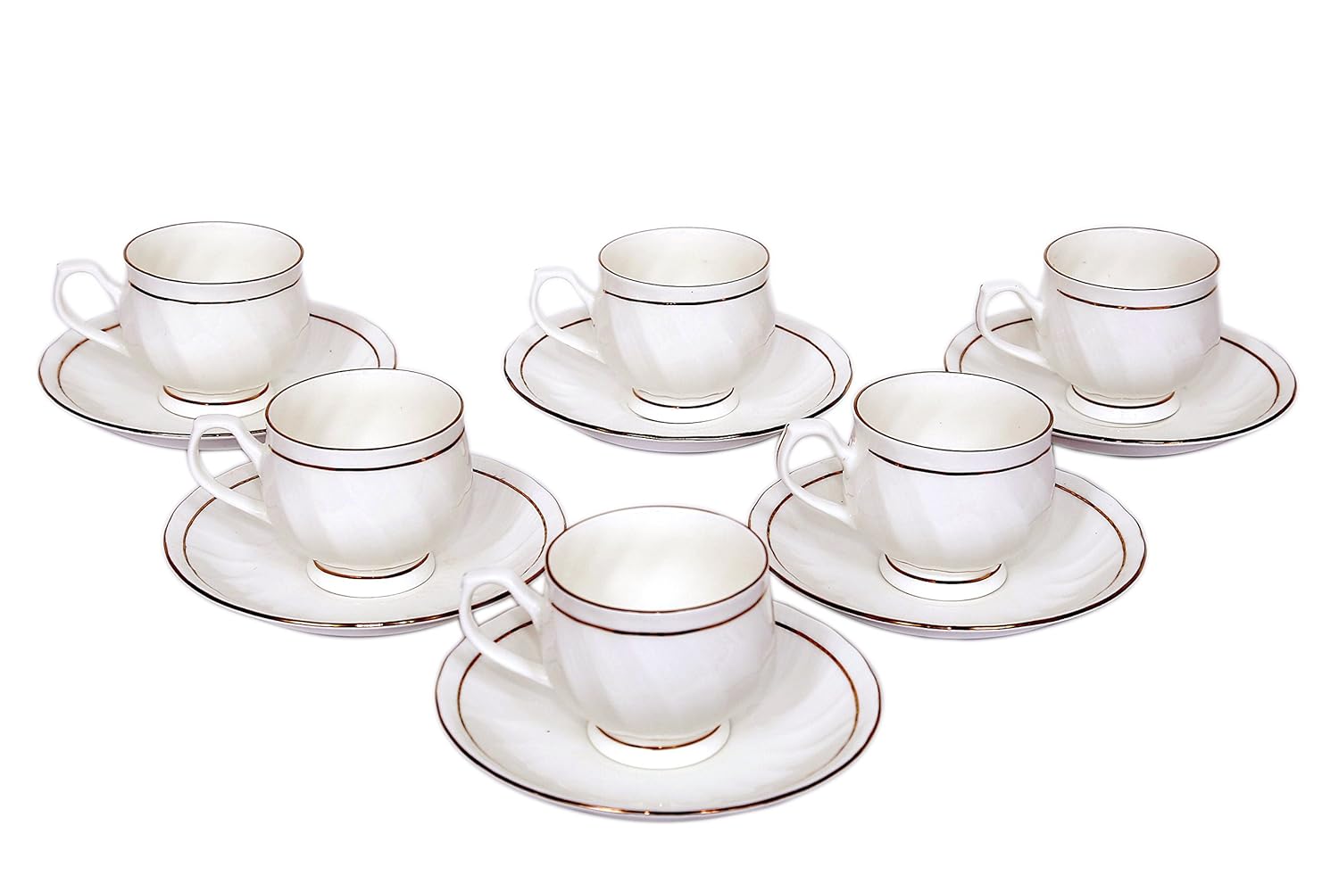Buy Clay Craft Cup Saucers 12 Pcs Set Karina 110 Gold Line Online at