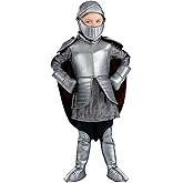 Royal Knight Toddler Costume, Medieval Knight Attire With Tunic, Body Armor, cape, Gauntlets, Boot Covers, And Elbow pads