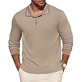 Rela Bota Men’s Knitted Polo Shirts Long Sleeve Casual Textured Pullover Fashion Vintage Golf Button T Shirts