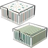 Rubtlamp 2Pcs Acrylic Napkin Holder Bathroom - 0.27Inch Thickness Acrylic Guest Towel Napkin Holder - Hand Towel Tray - Clear Napkin Holders Tissue Dispenser (Clear, 5.5”X5.5”X2.5”)