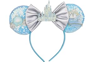 TINVSKQQKJ Princess Mouse Ears Headband for Women Adult,Crown & Star Sequin Mouse Ears Cute Park Ears