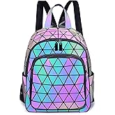 Luminous Geometric Backpacks Women Purses and Handbags Holographic Reflective Bags Iridescent Backpack A3