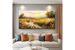 ERQINHUA Large Wall Art For Living Room Canvas Wall Decor For Bedroom Flower landscape Watercolour Painting Office Decoration Countryside Sunrise Scenery Wall Picture Printed Art Home Decor 24"X48"