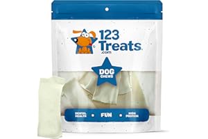 123 Treats Rawhide Chews Dog Chips, Premium Beef Hide (1 Pound) Natural Grass Fed Livestock with No Hormones, Additives or Chemicals, Long Lasting Dental Chews.