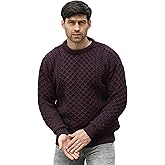 Aran Crafts Unisex Irish Cable Knitted Crew Neck Sweater (100% Merino Wool)