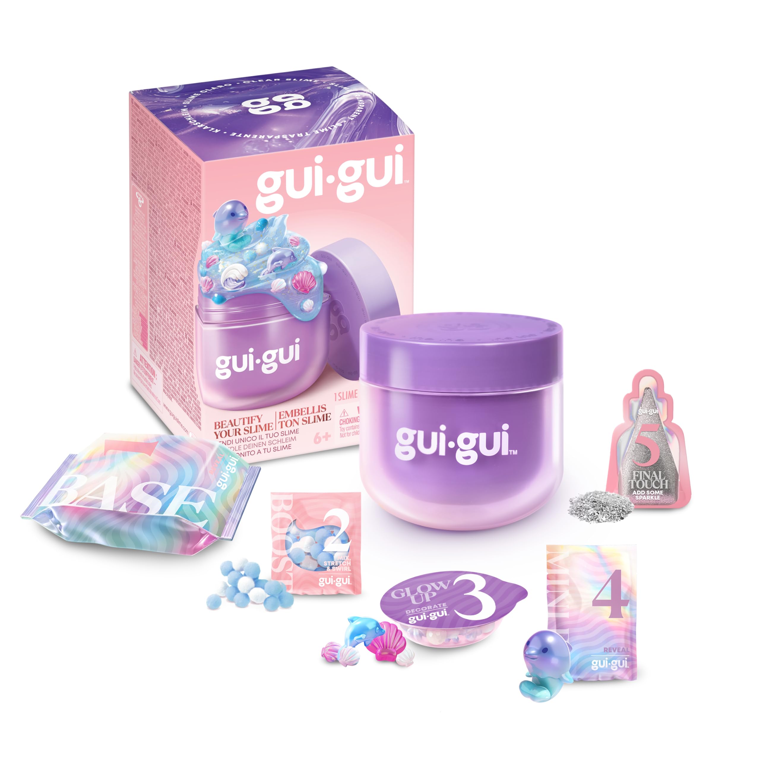 Gui Gui Clear Slime - Beautify & Level Up Your Slime With a Major GLOW-UP - 13 Different Gui Gui Scented Slimes and 4 Amazing Textures to Collect - Gifts for 6+ Year Girls Boys & Teens