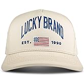 Lucky Brand Snapback Hat | Adjustable | Baseball Cap | Retro | American Heritage | 5 Panel Design | Cotton Canvas