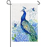Peacock Garden Flag Floral Spring Summer Yard Flag 12x18 Inch Double Sided Butterfly Peacock Porch Flag Farmhouse Decor Garden Lawn Yard Outdoor Decorations