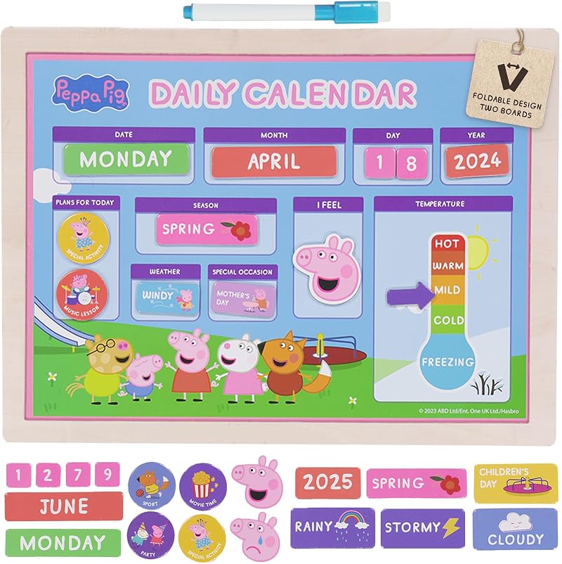 LUPPA Wooden Magnetic Daily Calendar Kids Interactive Learning Reusable
