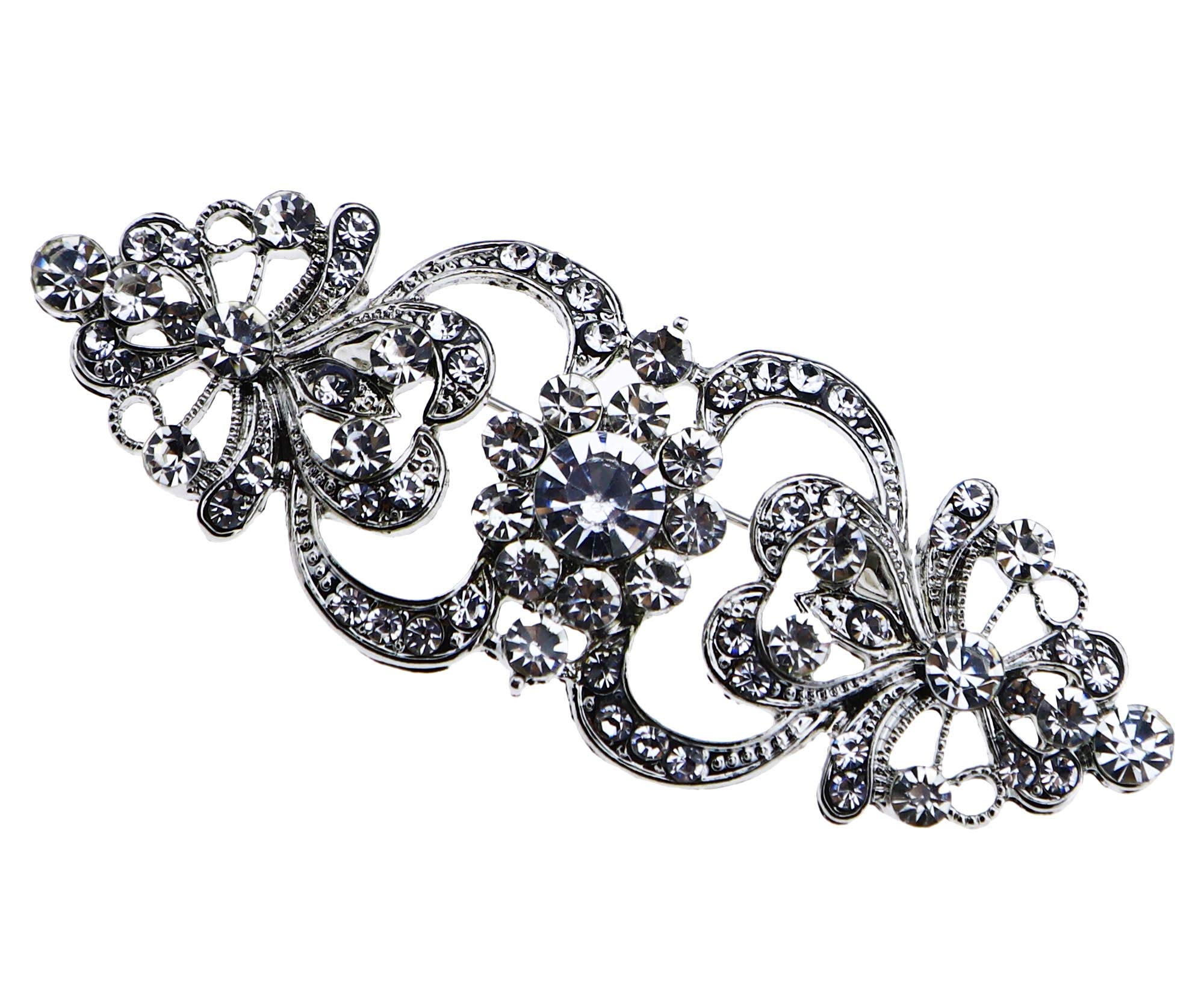 OTOTEC Women Crystal Rhinestone Brooch Wedding Party Bridal Flower Brooch Pin