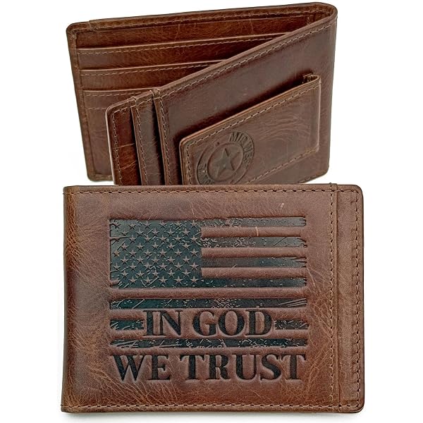 Handcrafted Men's Bi-Fold Wallet - Rustic American Flag Print On Vegan Leather 10 thumbnail image