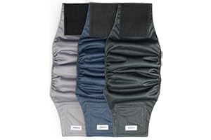 VUNCESSIN Washable Dog Diapers Male Reusable, Premium Belly Bands for Male Dogs Small, Pack of 3, High Absorbing Small Male Dog Pee Wraps for Doggie in Incontinence or Excitable Urination and Training(S)