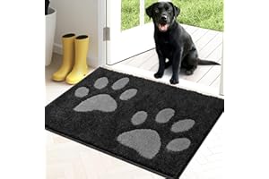 PURRUGS Dirt Trapper Door Mat 20" x 31.5", Non-Skid/Slip Machine Washable Microfiber Entryway Rug, Dog Doormat, Super Absorbent Welcome Mat for Muddy Wet Shoes and Paws, Charcoal