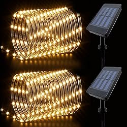 IJG 2 Pack Solar Rope Lights Outdoor Lights, 8