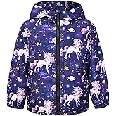 Jxstar Toddler Girls Rain Jackets Little Kids Waterproof Hoodie Raincoats Windbreakers, 12 Month-5 Years