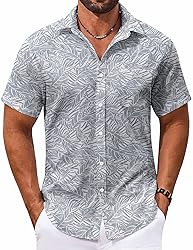COOFANDY Men's Hawaiian Flower Shirt Summer Beach