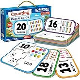 Number Puzzles for Kids Ages 3-5 - Kindergarten Math Games &amp; Manipulatives | 20 Sets Matching Toddler Learning Toys - Educational Preschool Classroom Activity - Gifts for Grandkids