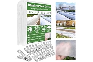 WYRJXYB Plant Covers Freeze Protection 10 x 33Ft with 20 Stainless Steel Clips- Frost Cloths Plant Blankets Floating Row Cover for Outdoor Plants Winter Raised Bed Greenhouse Frost Sun Protection