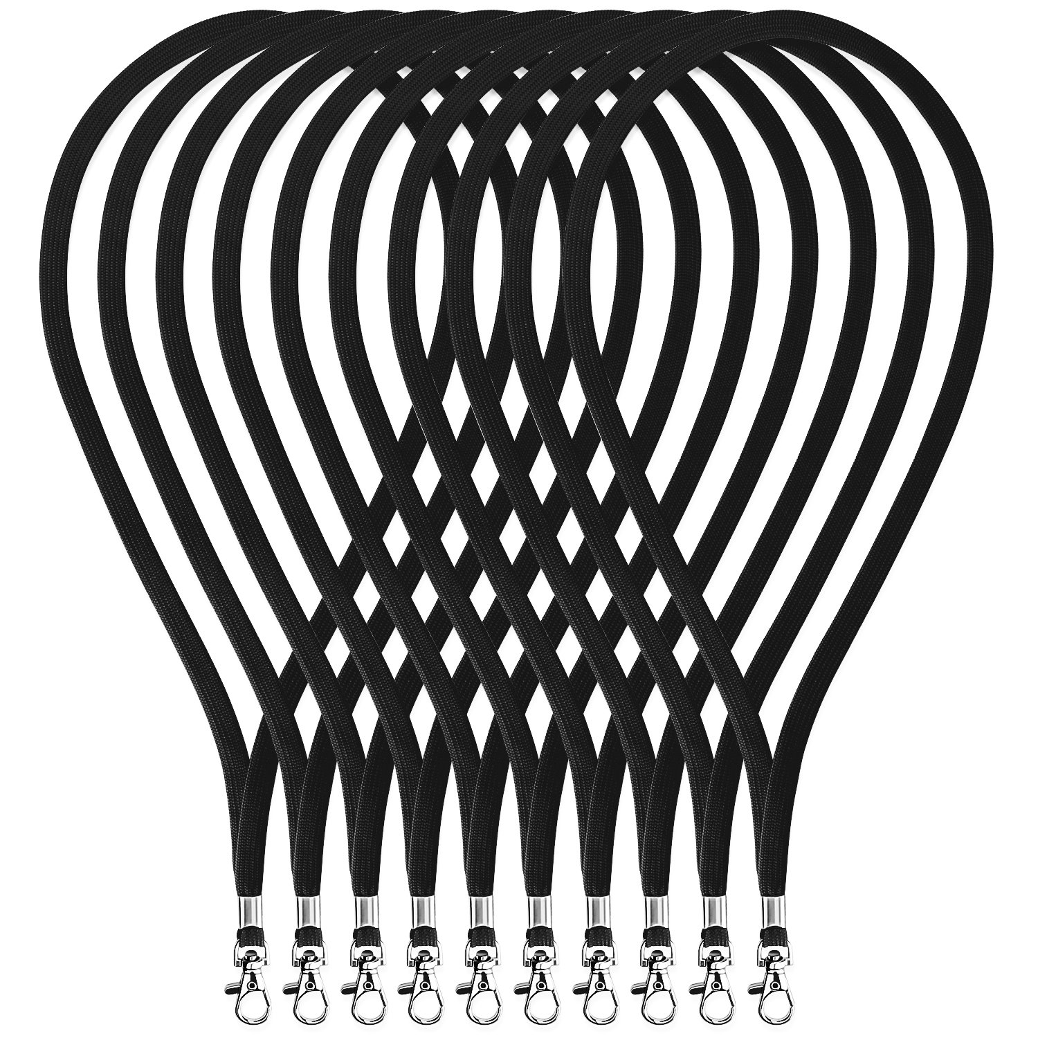 Fushing 100pcs 45cm Neck Strap Lanyard with Swivel Clasp for ID Cards, Badges, Keys, Employees, Students, Visitors, etc (Black)