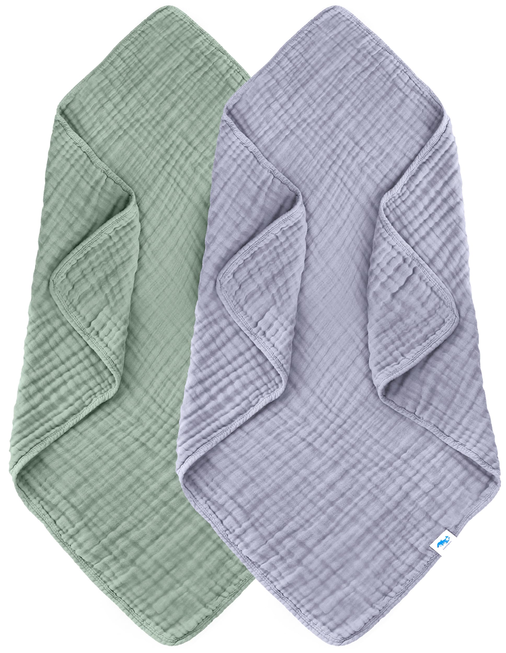 Photo 1 of SWEET DOLPHIN Muslin Baby Bath Towels Blanket - 2 Pack 100% Cotton Towel for Babies, Infants, Toddlers - 40x40Inch - Highly Absorbent, Green and Grey