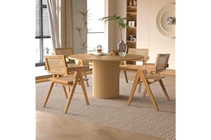 SIMTONAL Round Dining Table Wood Kitchen Table 40'' Circular Tabletop for Leisure Coffee Table, 40''L x 40''W x 29.9''H
