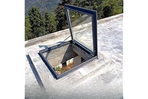 RUYSAGTW Skylight Roof Window, Tempered Glass Security Roof Hatch Cover, Flush Mount Roof Access Hatch, Attic Viewing Venting Door, Basement Lighting Well Window for Sun Room Garage (31.4 * 31.4in)