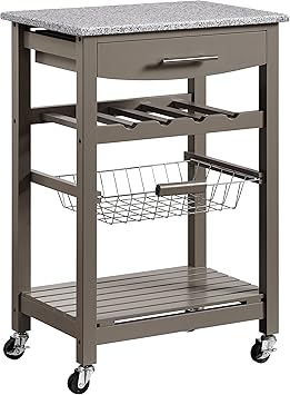 Linon Brown Wood Base With Granite Top Kitchen Cart 22 875 In X 15 75 In X 33 875 In In The Kitchen Islands Carts Department At Lowes Com