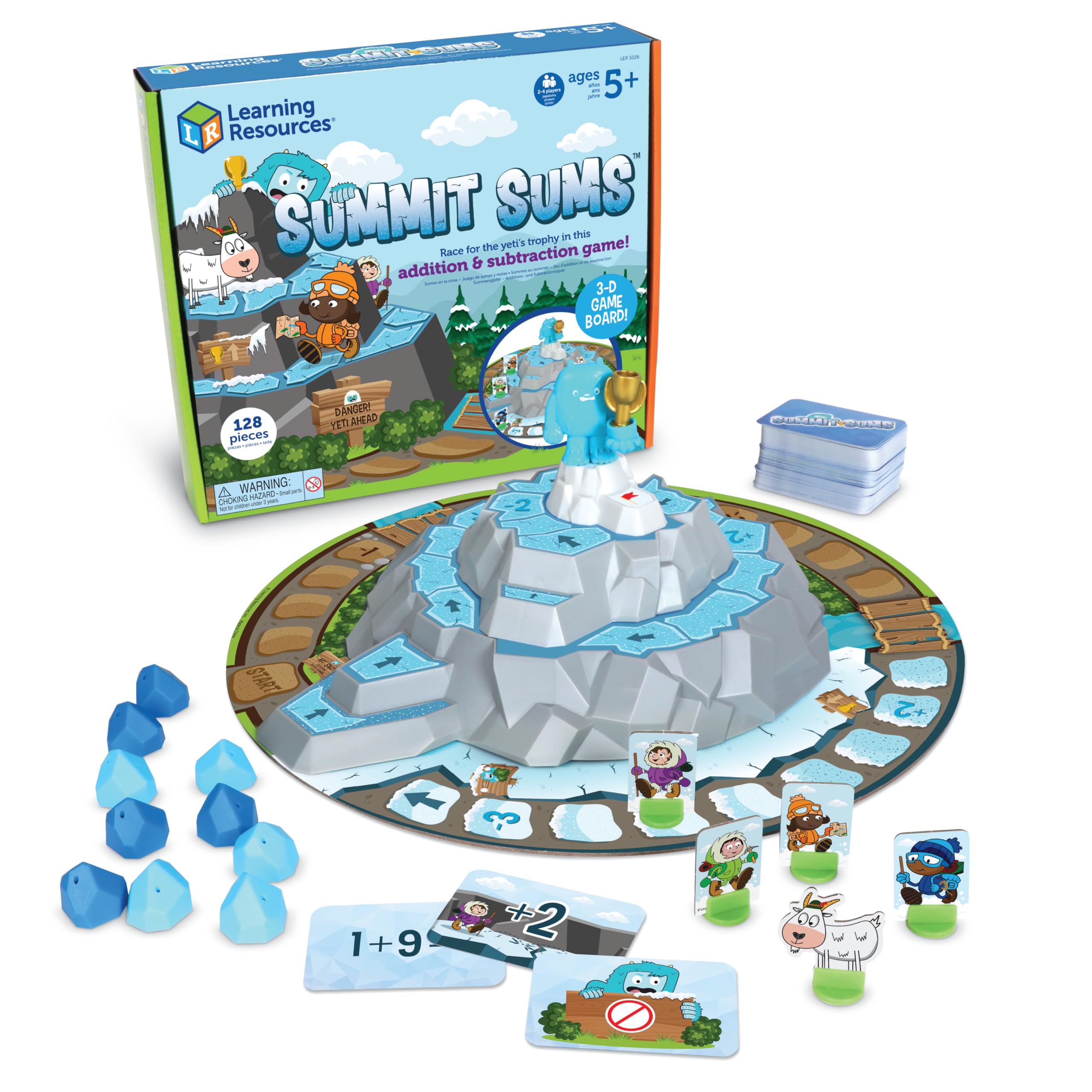 Learning Resources Summit Sums Addition & Subtraction Game, Ages 5+, Maths Board Game for Kids, Educational Game, 3D Mountain Adventure for 2–4 Players, Gifts for Kids